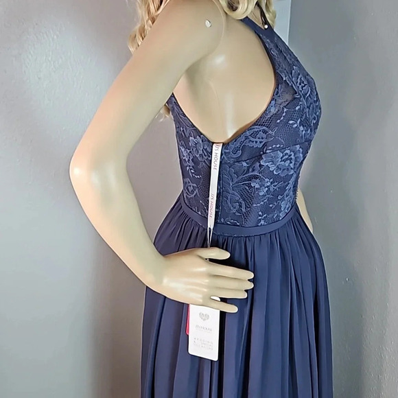 JJ's House A-Line Chiffon Dress Size 8 Stormy Scoop Neck - Picture 9 of 17